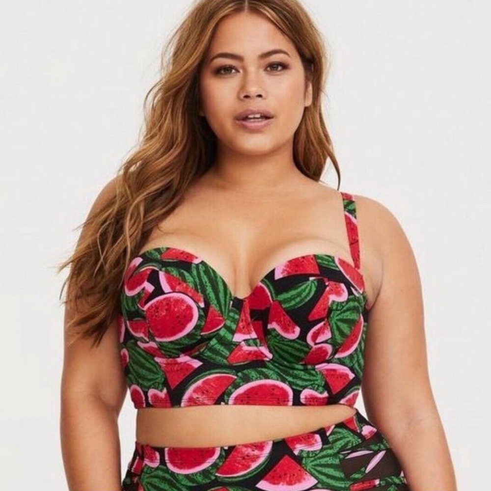 Watermelon underwire Push-Up strapless Bikini Top